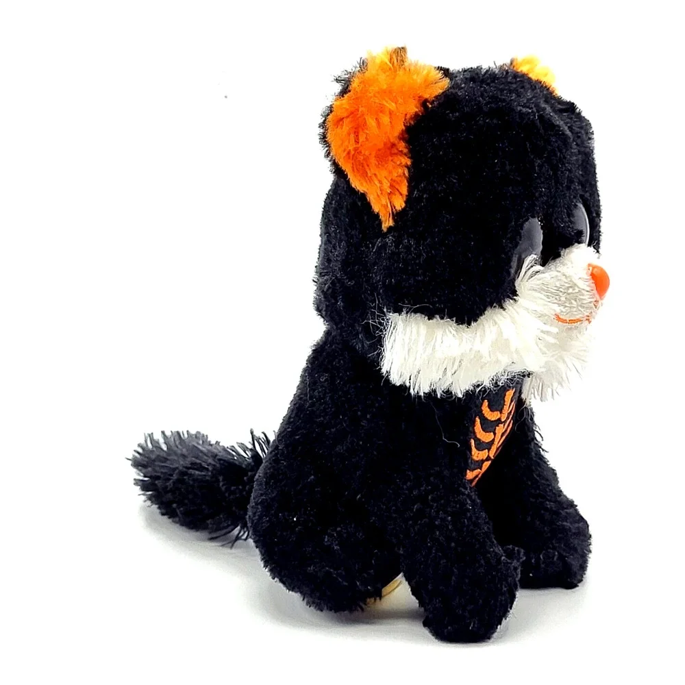 Plush Black Cat Orange Skeleton Glitter Eyes 7